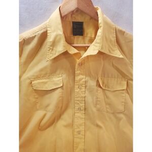 Mr Van Dyke 1970's Vintage Yellow M/L Men's Shirt Sleeve Casual Shirt